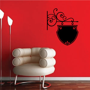 Vinyl wall decal with ornate shield and scroll banner