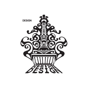 Black graffiti decal with ornate flourish and text DESIGN and EASTER