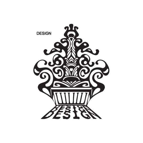 Black graffiti decal with ornate flourish and text DESIGN and EASTER