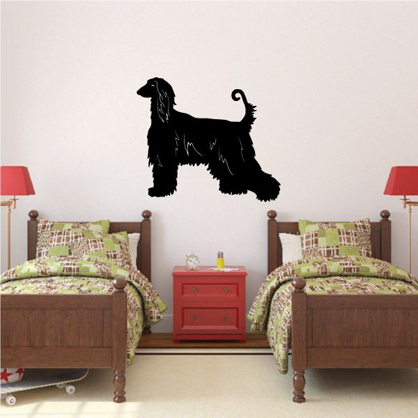 Afghan hound decal of a black dog standing in profile