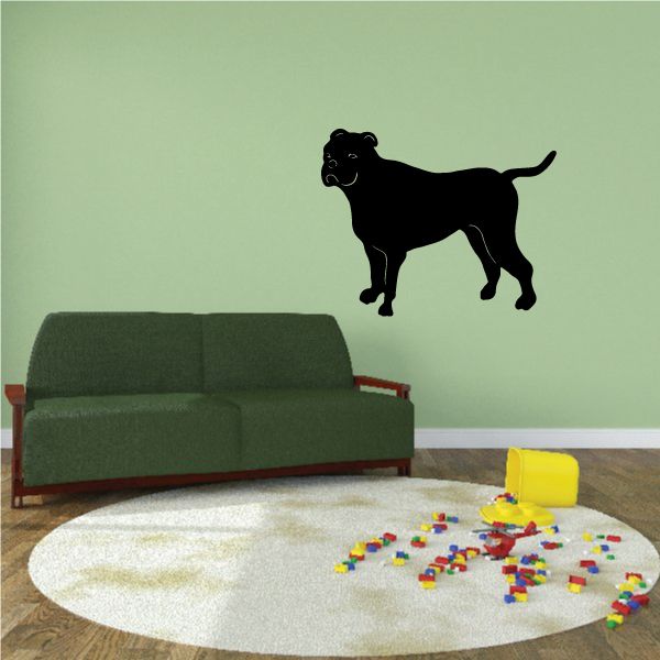 American bulldog decal with black standing dog silhouette and raised tail