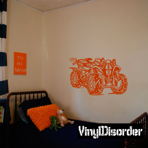 Orange ATV line-art wall decal