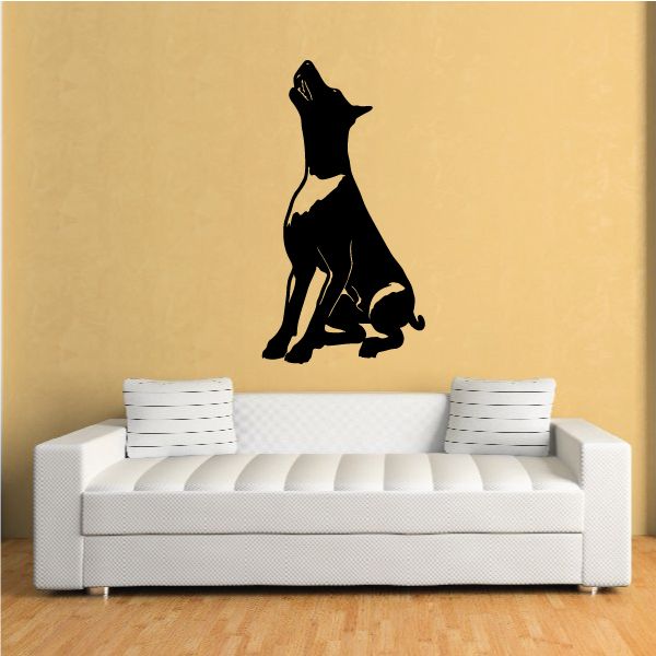 Black begging Doberman Pinscher wall decal silhouette