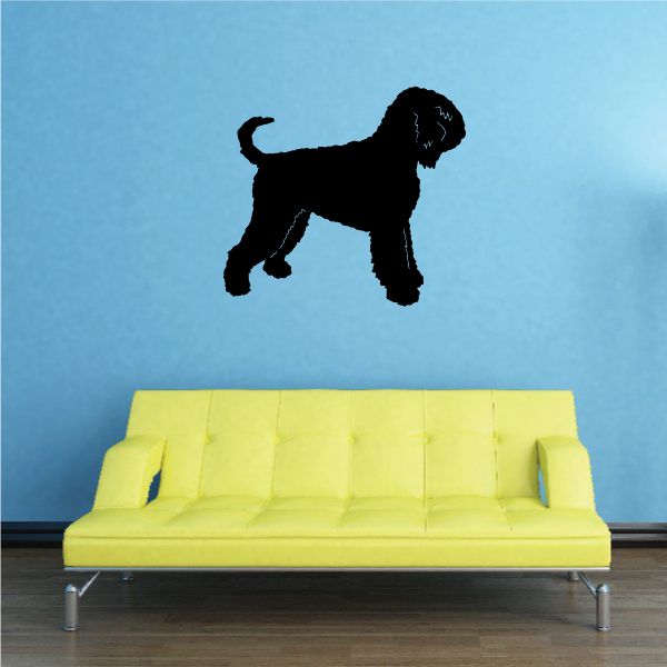 Detailed Black Russian Terrier dog decal with dark silhouette and visible fur texture