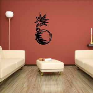Detailed bomb decal wall sticker, black bomb with starburst and fuse