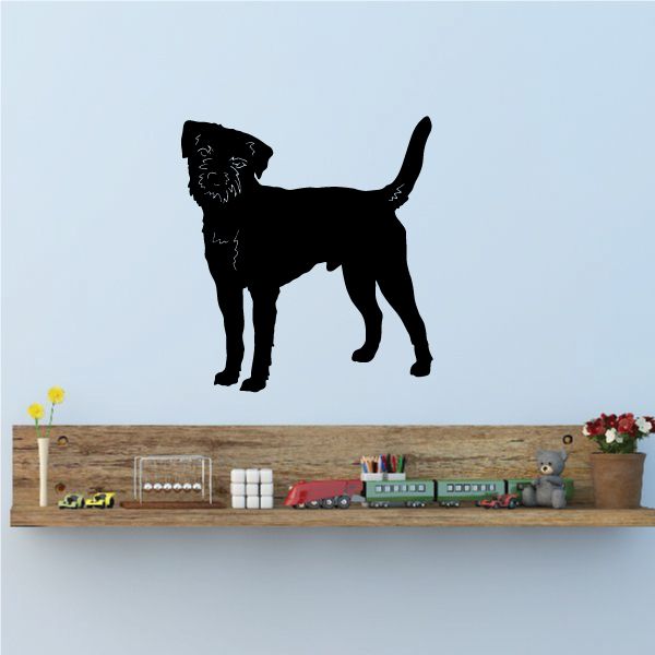 Border Terrier dog decal, black silhouette with detailed fur and standing pose