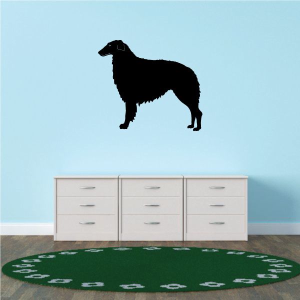Borzoi dog wall decal, black standing dog silhouette