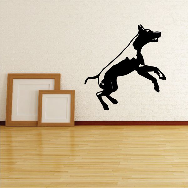 Black Doberman Pinscher silhouette wall decal with detailed harness