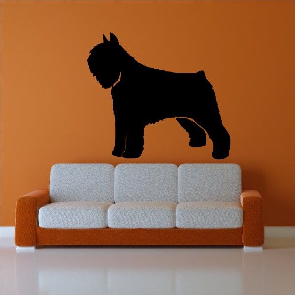Black Bouvier Des Flandres dog decal silhouette, standing profile