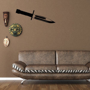 Detailed Bowie knife wall decal, black blade with handle, illustrated design