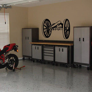 Cannon wall decal with detailed black cannon and wheels design