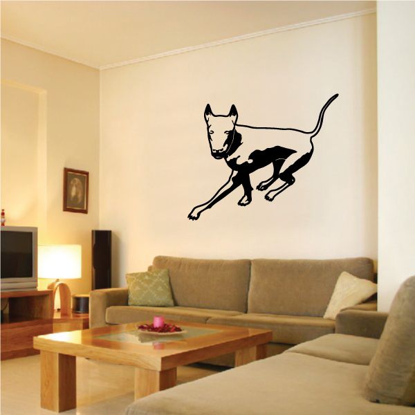 Chasing Doberman Pinscher wall decal, black running dog silhouette