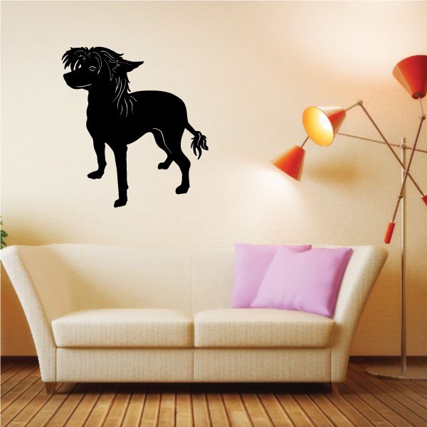 Chinese Crested dog decal, black dog silhouette wall sticker