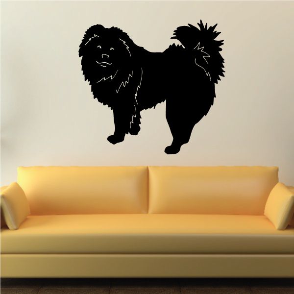 Chow chow dog decal, standing black silhouette