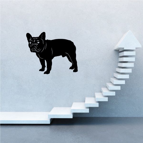 Black French bulldog decal silhouette with detailed facial features