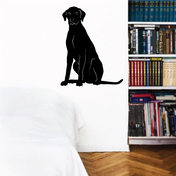 Dalmatian dog decal with black sitting silhouette and curved tail