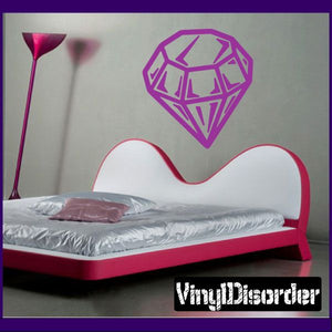 Purple diamond wall decal with faceted outline design.
