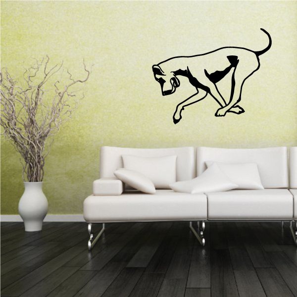 Great Dane decal showing a black dog digging stance, detailed line art