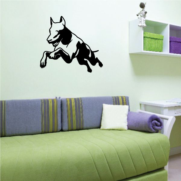 Diving Doberman Pinscher decal with black outline
