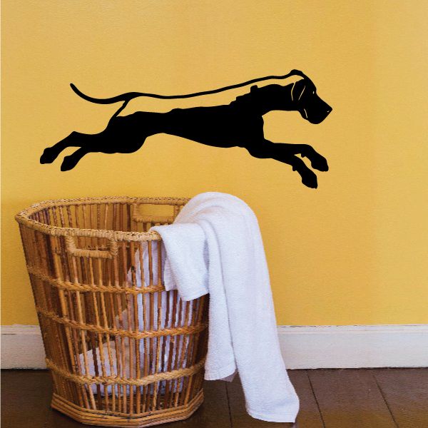 Diving Great Dane wall decal, black detailed dog silhouette