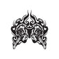 Double wolf flame decal with two snarling faces, black and white