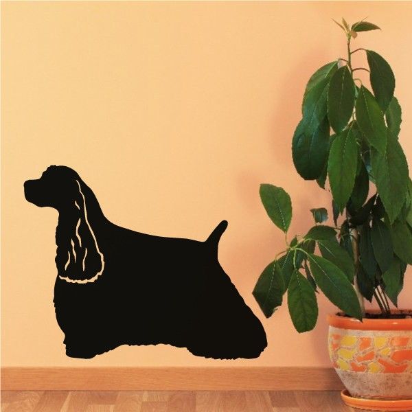 Black cocker spaniel dog silhouette decal with detailed ears and muzzle