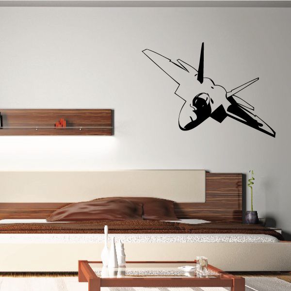 Detailed FA-18 Hornet attack decal, black and white jet silhouette with outlines