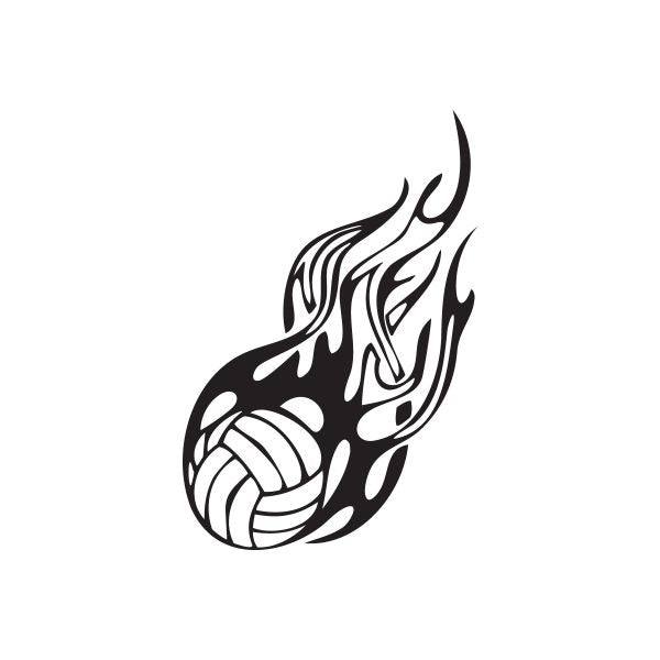 Image of Detailed Flaming Volleyball Decal