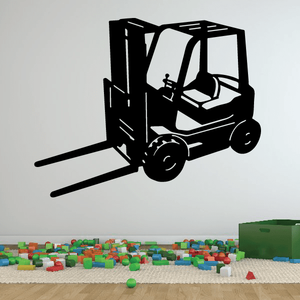 Black forklift decal with detailed silhouette and raised forks