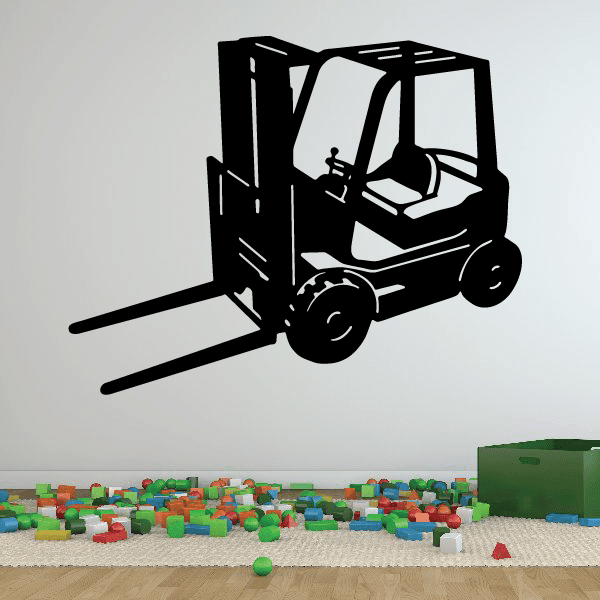 Black forklift decal with detailed silhouette and raised forks