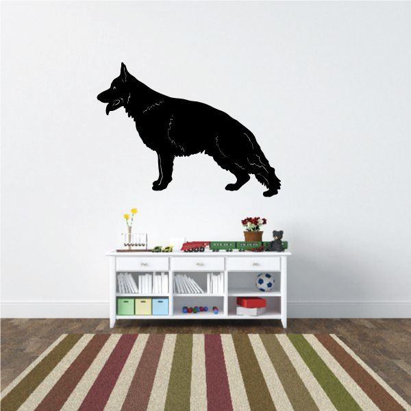 German shepherd wall decal, black dog silhouette