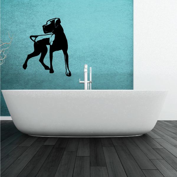 Great Dane looking-back wall decal, black dog silhouette