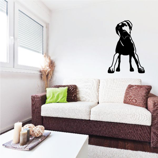 Great Dane puppy vinyl decal, black sitting dog silhouette