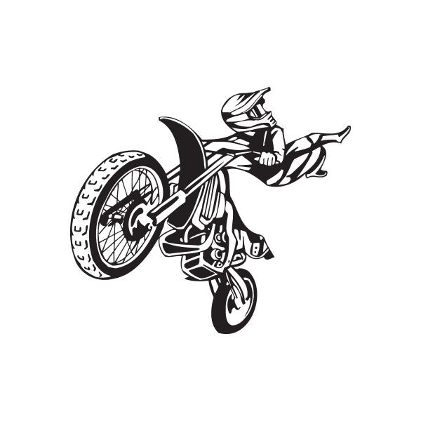 Dirt bike decal with detailed black-and-white off-road motorcycle graphic