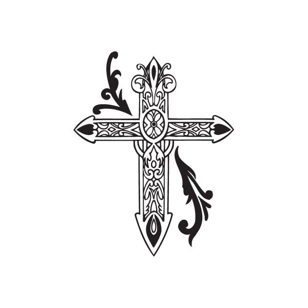 Image of Detailed Intricate Cross with Embellishments Decal