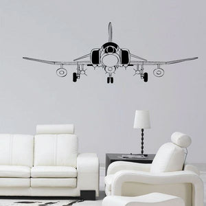 Detailed F-4 Phantom aircraft wall decal with landing gear and nose view