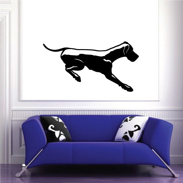 Black Great Dane landing wall decal, detailed dog silhouette