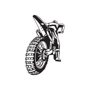 Dirt bike decal with black and white motocross bike graphic