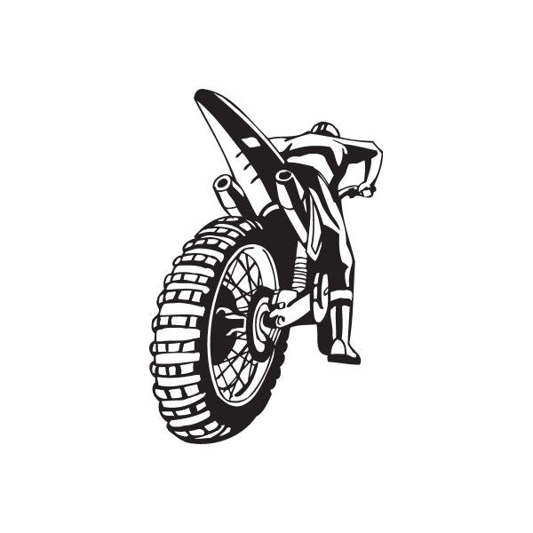Dirt bike decal with black and white motocross bike graphic