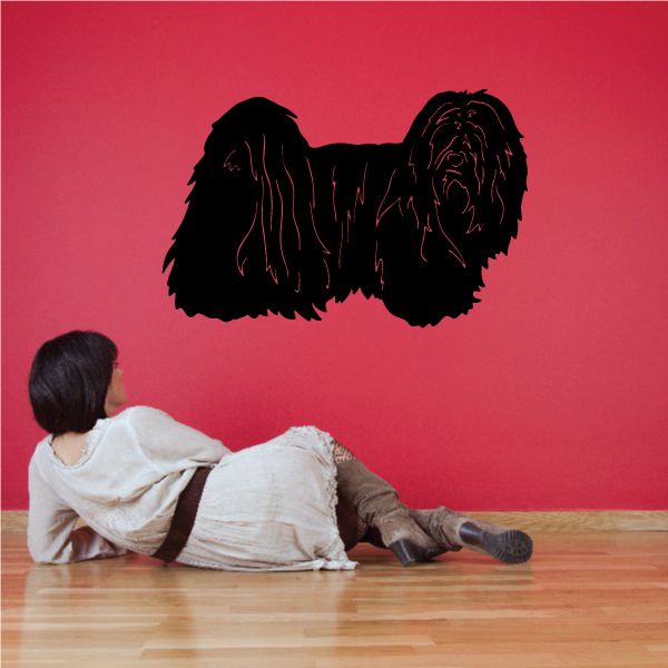 Black Lhasa Apso decal silhouette on wall