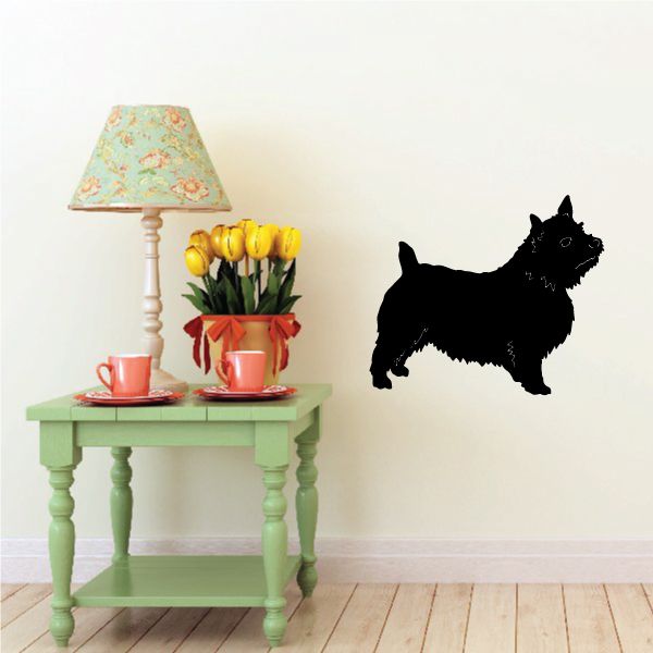 Detailed Norwich Terrier decal, black dog silhouette