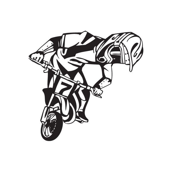Dirt bike decal, black-and-white racing bike silhouette
