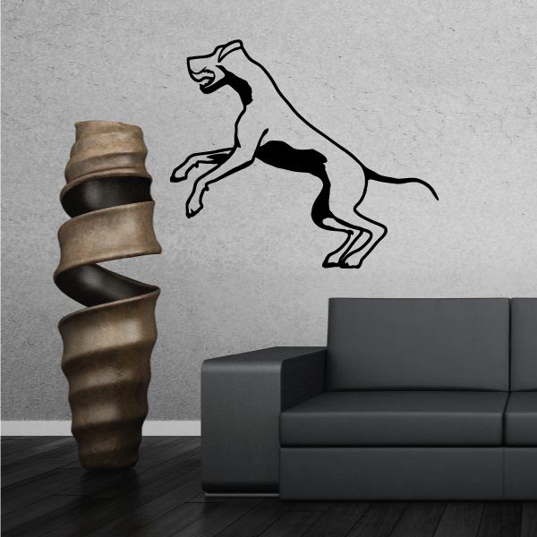 Playful Great Dane wall decal, black outlined dog silhouette