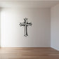 Pointed cross decal with starburst outline, black