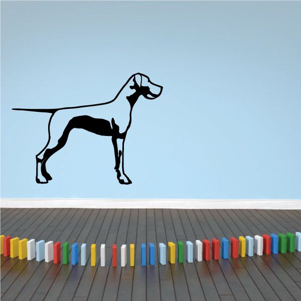 Pointing Great Dane vinyl decal, black and white dog silhouette