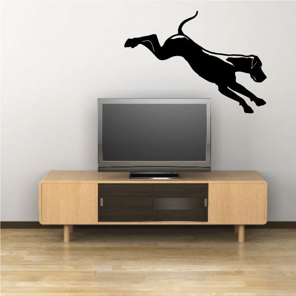 Great Dane pouncing wall decal, black detailed silhouette