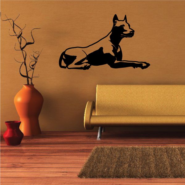 Resting Doberman Pinscher wall decal, black dog silhouette