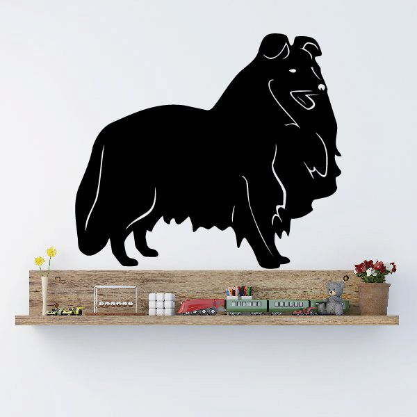 Black rough collie dog wall decal silhouette