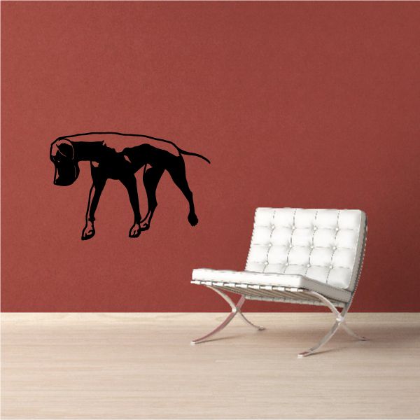 Black Great Dane vinyl wall decal, dog in sniffing stance
