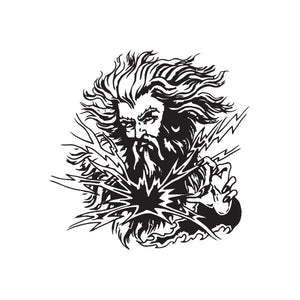 Black wizard lightning decal sticker, detailed line art